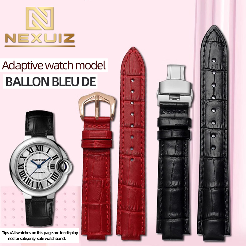Cartier Watch Ballon Bleu - 男性と女性のための革製時計バンド,バルーン用バンド,ブルデカルティエ,凸型ジョイントブレスレット,14mm, 16mm, 18mm, 20mm, 22mm