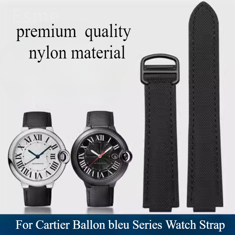 Cartier Watch Ballon Bleu - オリジナルブラックベイナイロン時計ストラップカルティエストラップバロンブルーシリーズ男性と女性カルティエ凸面インターフェイスブラック
