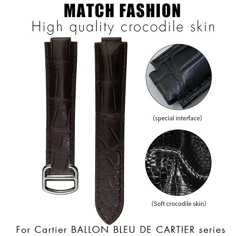 Cartier Watch Ballon Bleu - クロコダイルレザーウォッチ,ラグジュアリー,ウォッチバンド,Ballonbleu用ブレスレット,14mm, 16mm, 18mm, 20mm, 22mm