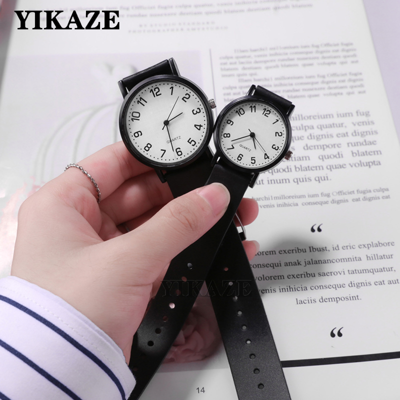 Silicone Band Women - Yikaze-シンプルなクォーツ時計,シリコンストラップ,ビッグダイヤル,ミニマリストのデザイン,黒,白