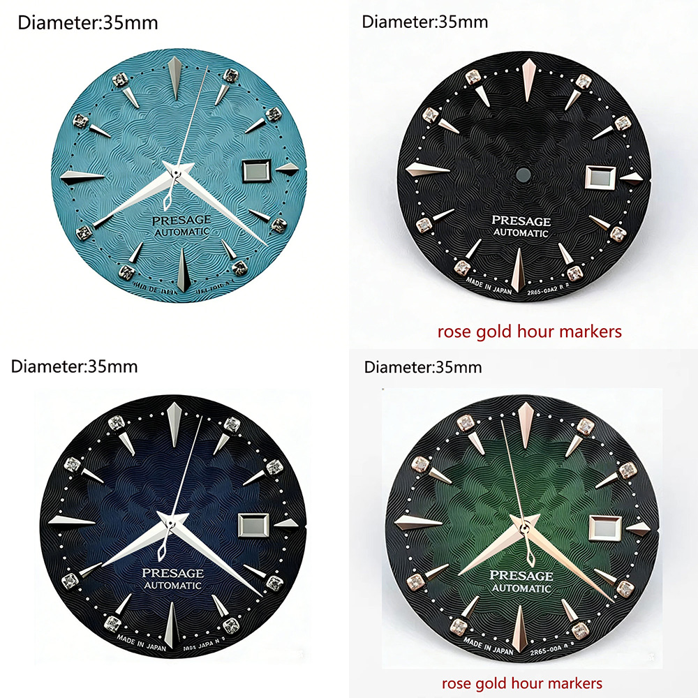 Seiko Watch Presage - 35mm SロゴプレサージュNH35文字盤ロータステクスチャS文字盤夜光なしNH35自動巻き機械式ムーブメント時計改造パーツ