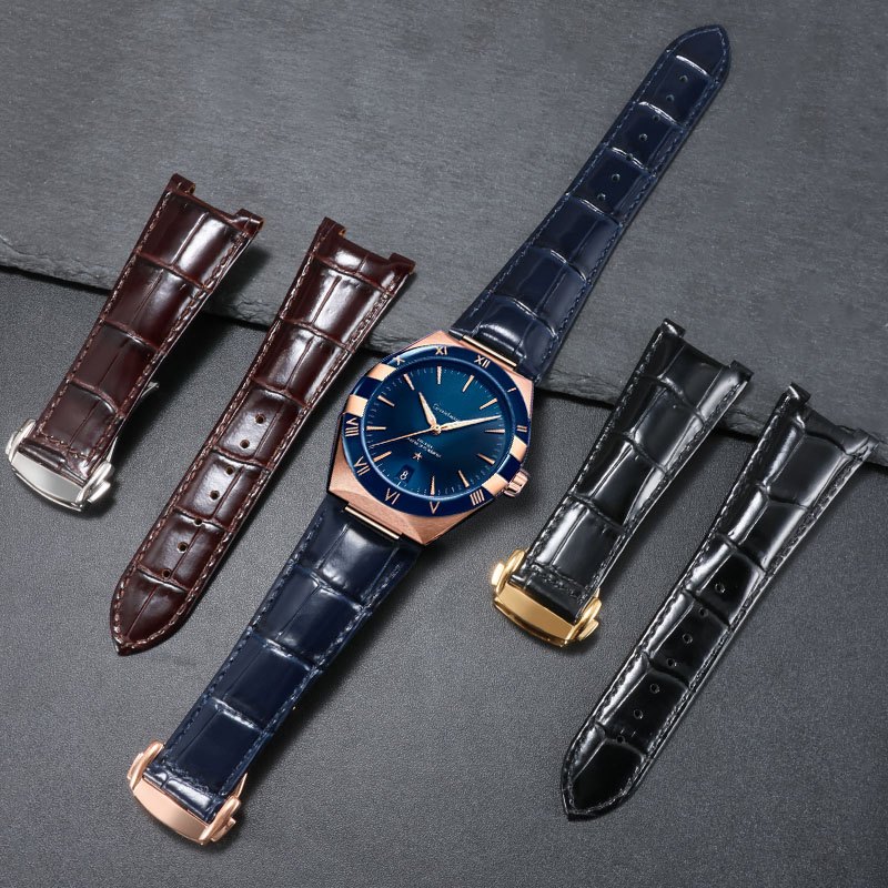 Omega Watch Constellation - パーフォグのための本革の時計バンド、ビジネスウォッチブレスレット、ブルーラインストラップ、33シリーズ、25x18x13mm、25x18x14mm
