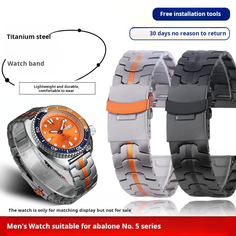 Seiko Watch 5 Sports - メンズチタンスポーツウォッチストラップ,クイックリリースファッションブレスレット,セイコー缶アワビNo.5,22mm