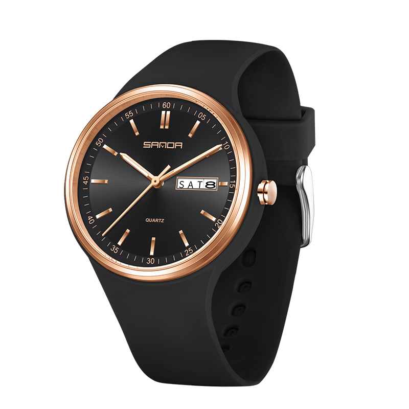 Silicone Band Women - ファッションカレンダー高品質の女性のクォーツ時計シリコーンストラップレディース腕時計シンプルでエレガントな女性のためのレディースリロイ Mujer
