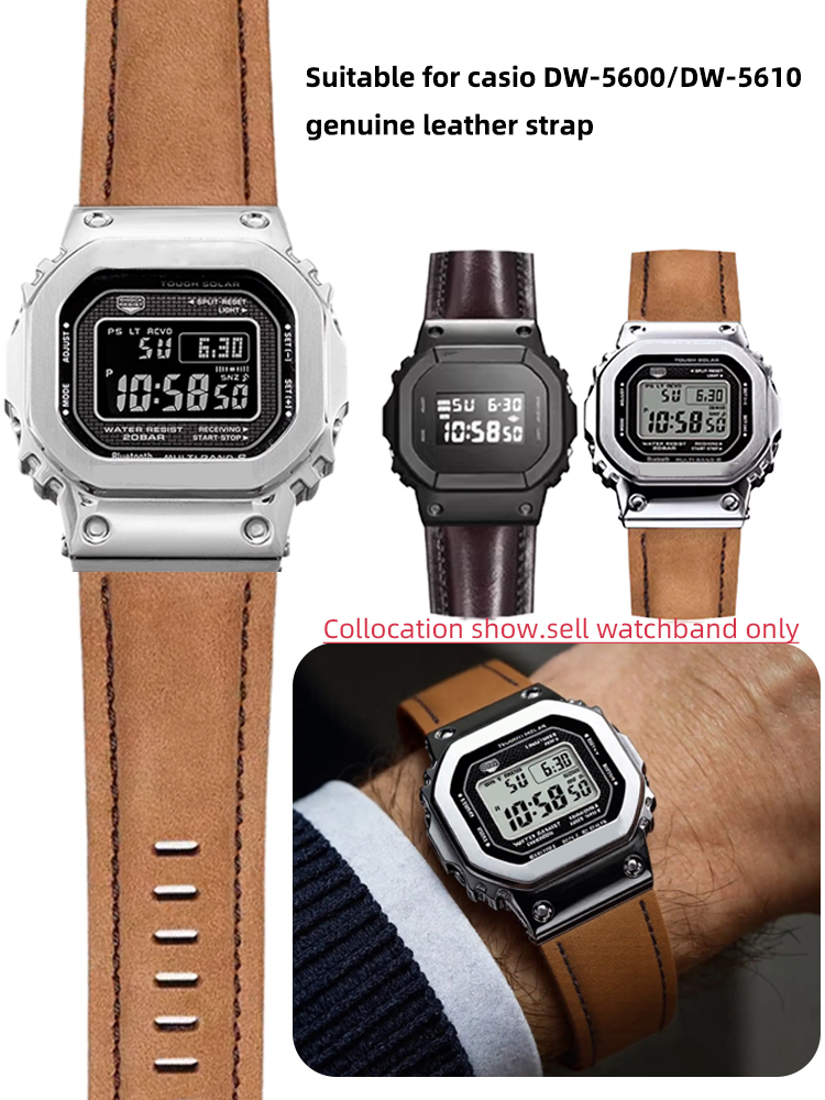 Casio Watch G-Shock Dw-5600 - DW-5600 マットレトロ本革時計ストラップ 24 メートルカシオ G-SHOCK DW5600