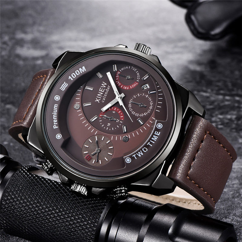 オリジナル XINEW ブランドメンズ腕時計黒ボーイズファッ - Leather Watch Band Men のレビューと価格