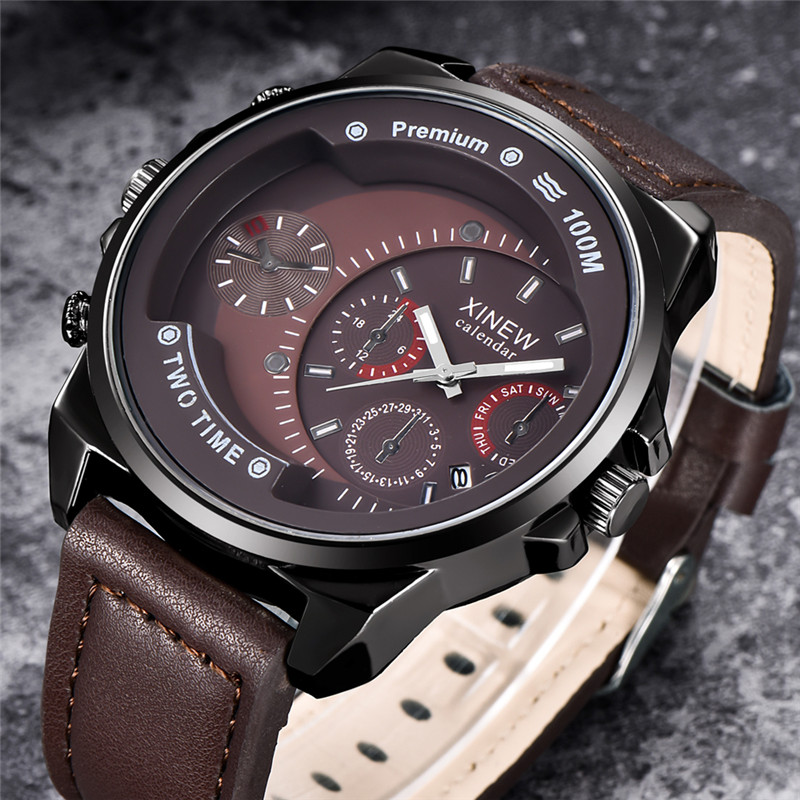 オリジナル XINEW ブランドメンズ腕時計黒ボーイズファッ - Leather Watch Band Men のレビューと価格