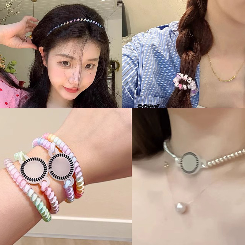 弾性ファッション電話回線ヘアバンドロープヘッドバンド女性ガー - Silicone Band Women のレビューと価格