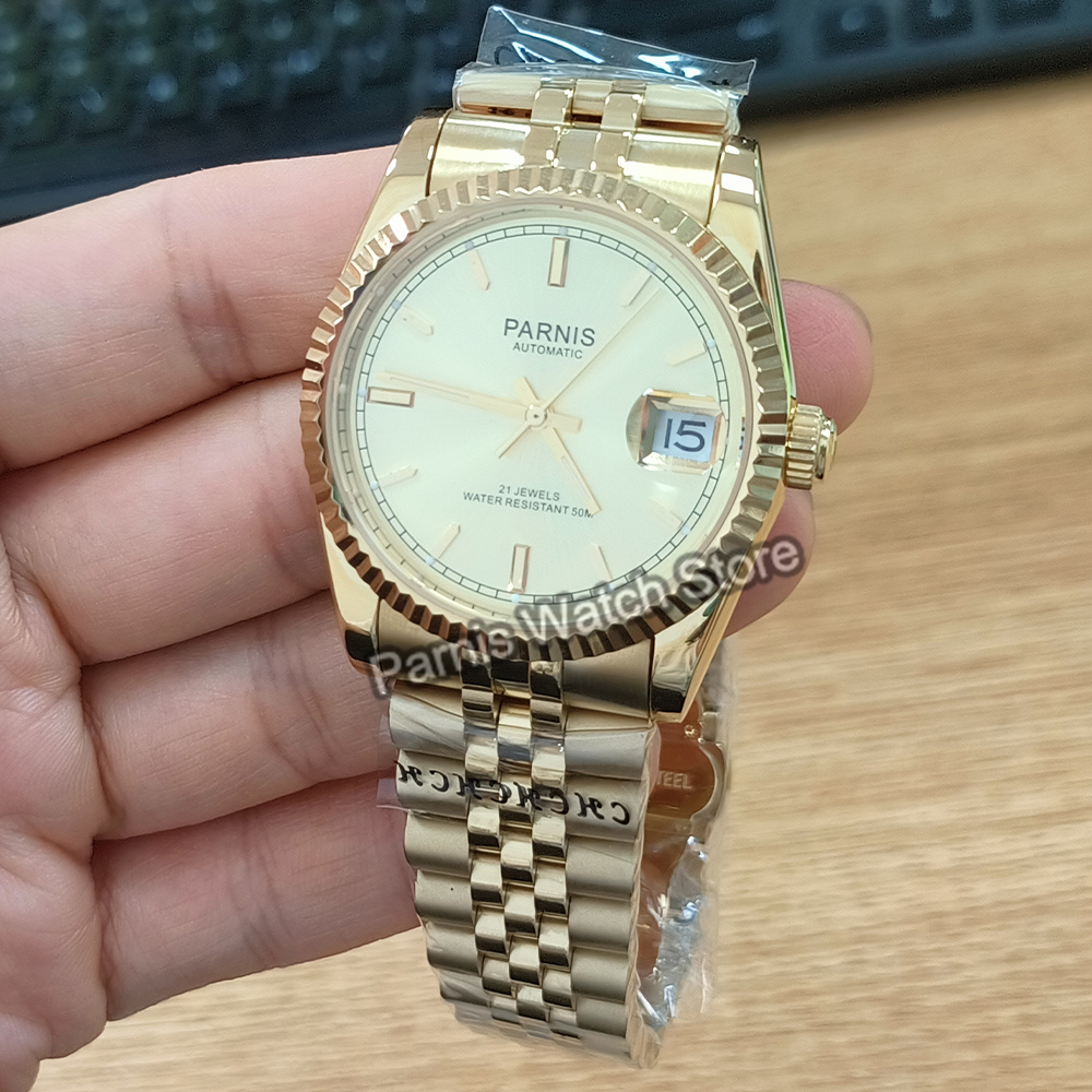 パルニス-メンズ自動発光マーク腕時計、ステンレススチールジュ - Rolex Watch Datejust のレビューと価格