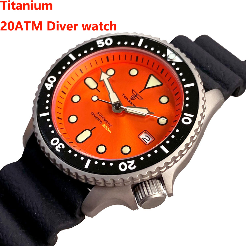 タンドリオ 41mm チタン NH35 メンズ腕時計 オレン - Rubber Strap Diver のレビューと価格