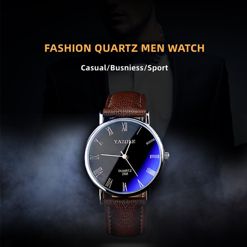 YAZOLE ミニマリストクォーツ時計男性用超薄型ローマ数字 - Leather Watch Band Men のレビューと価格