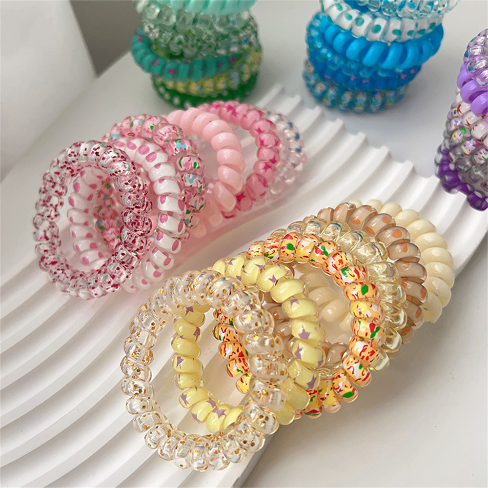6 個甘いかわいいカラフルなスパイラルヘアネクタイ樹脂ゼリー - Silicone Band Women のレビューと価格
