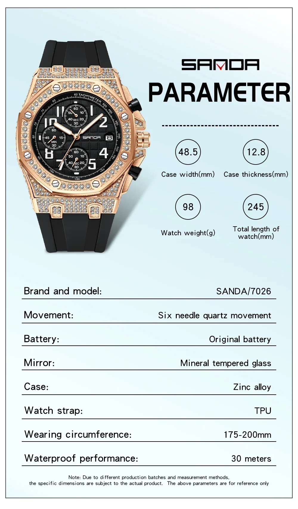 SANDA 7026 メンズクォーツ時計ファッションレジャー - Rubber Strap Diver のレビューと価格