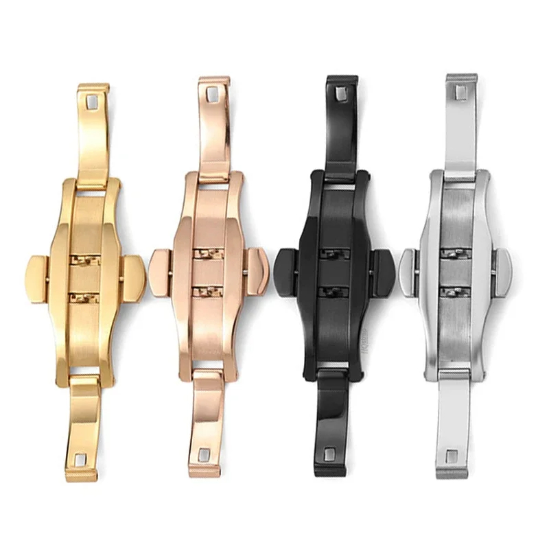 ポリッシュステンレス鋼バックル時計バンドボタンバタフライクラ - Butterfly Clasp Deployant のレビューと価格