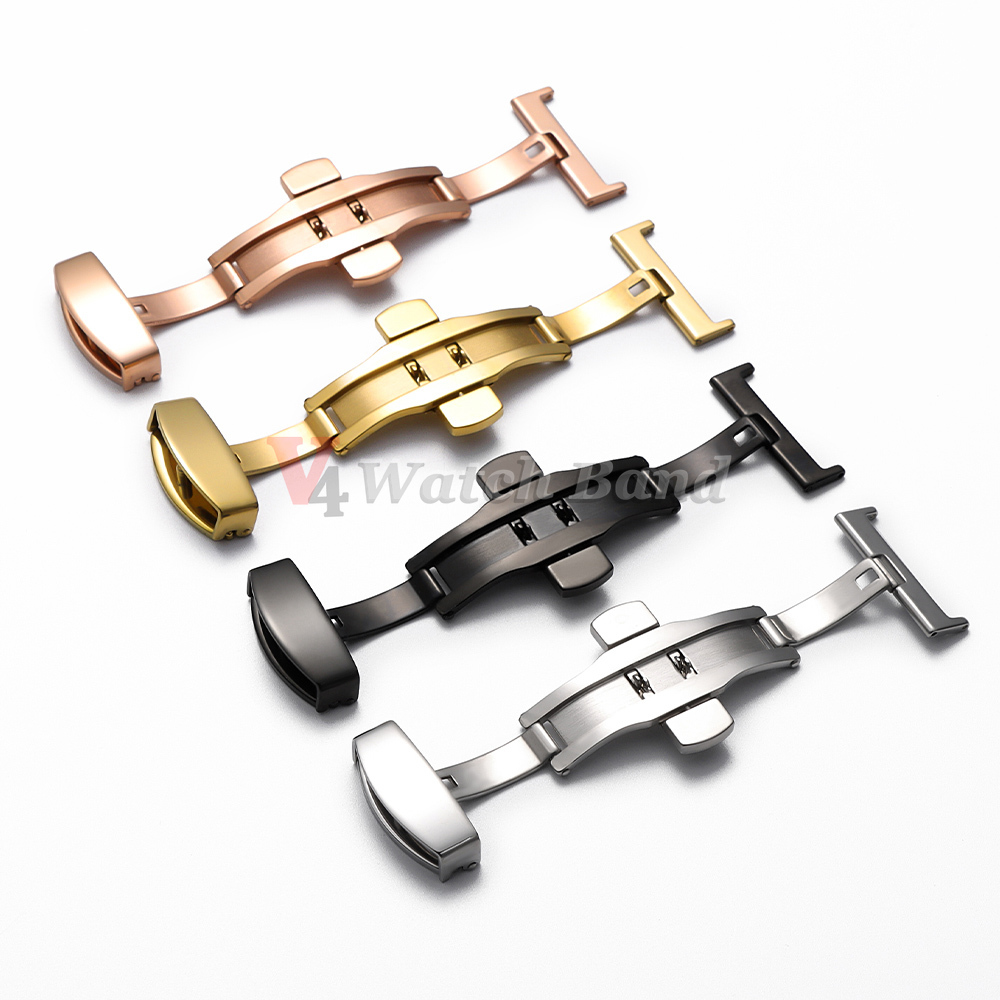ポリッシュマットダブルボタン時計バンドバックルステンレス鋼バ - Butterfly Clasp Deployant のレビューと価格