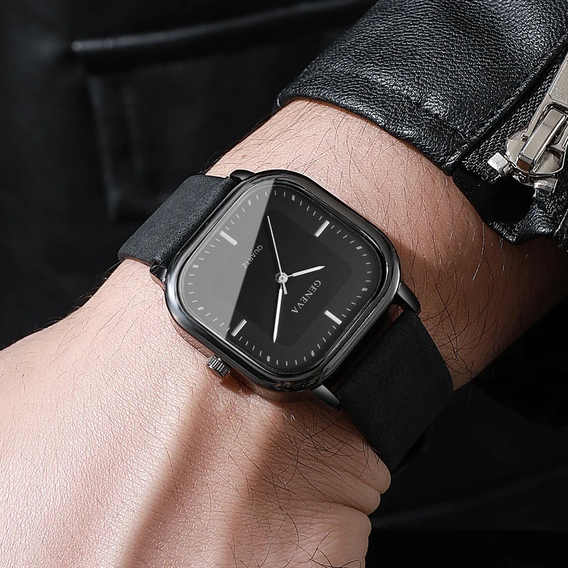 ファッショナブルなクラシックスクエアダイヤルメンズウォッチシ - Leather Watch Band Men のレビューと価格