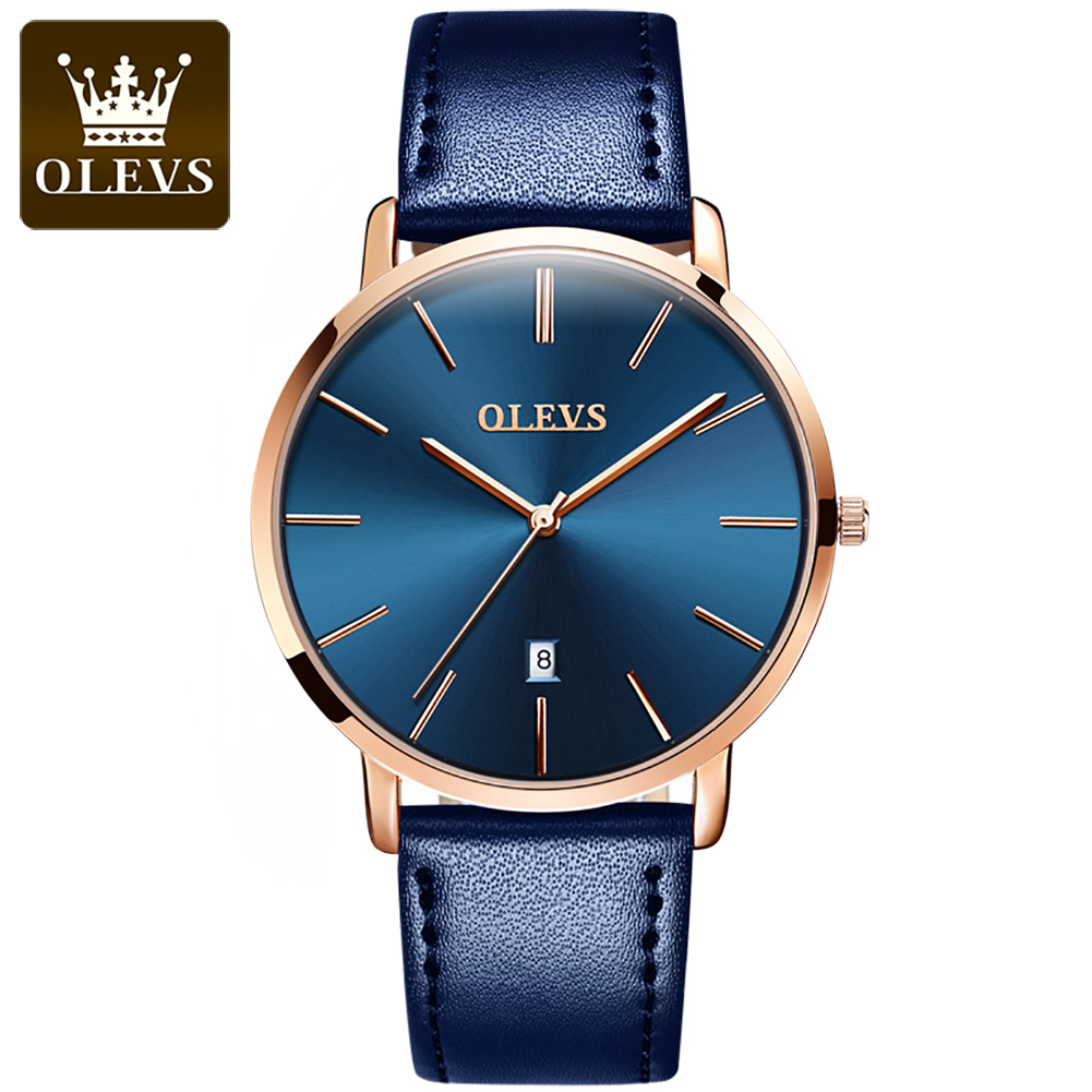 オリジナル OLEVS クォーツ時計男性用防水メンズ腕時計  - Leather Watch Band Men のレビューと価格