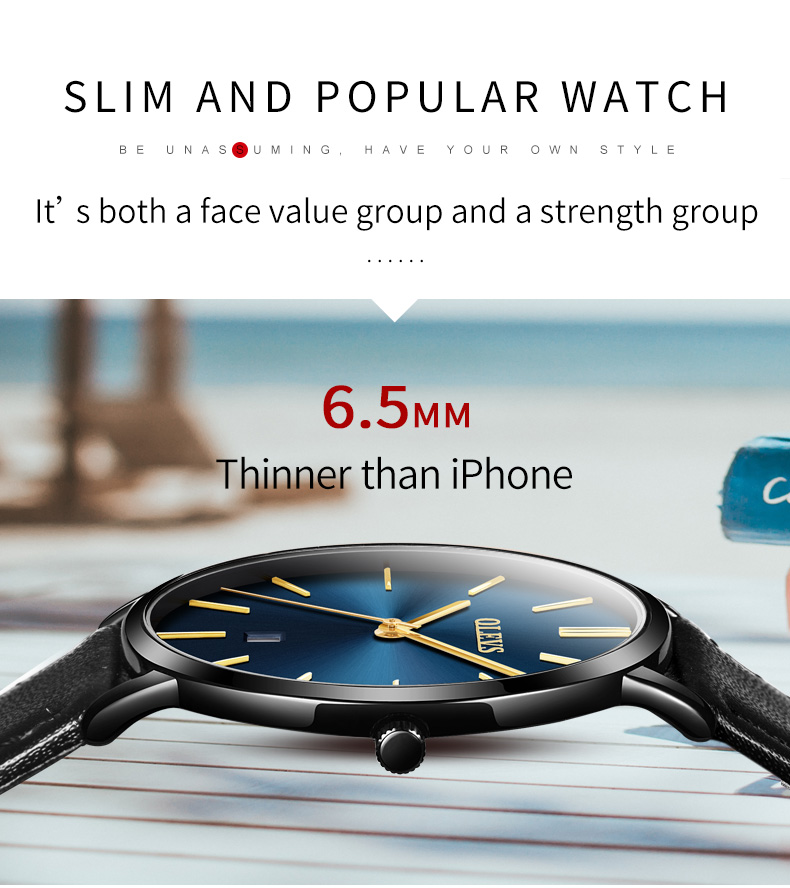オリジナル OLEVS クォーツ時計男性用防水メンズ腕時計  - Leather Watch Band Men のレビューと価格